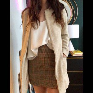 NEW Zara Woven Beige Coat with Zipper Detail